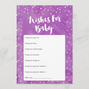 Oh Baby Lila Watercolor Baby Shower Önskemål Card Inbjudningar