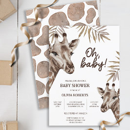 Oh Baby Mamma och Baby Giraffe Neutralt Baby Showe Inbjudningar