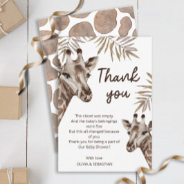 Oh Baby Mamma och Baby Giraffe Neutralt Baby Showe Tack Kort