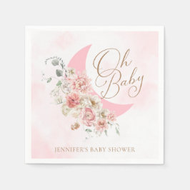 Oh Baby Måne Girl Baby Shower Papper Pappersservett