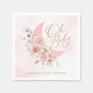 Oh Baby Måne Girl Baby Shower Papper Pappersservett