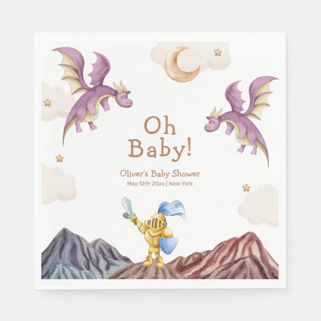 Oh Baby Medieval Fairytale Dragon Boy Shower Pappersservett (Framsidan)
