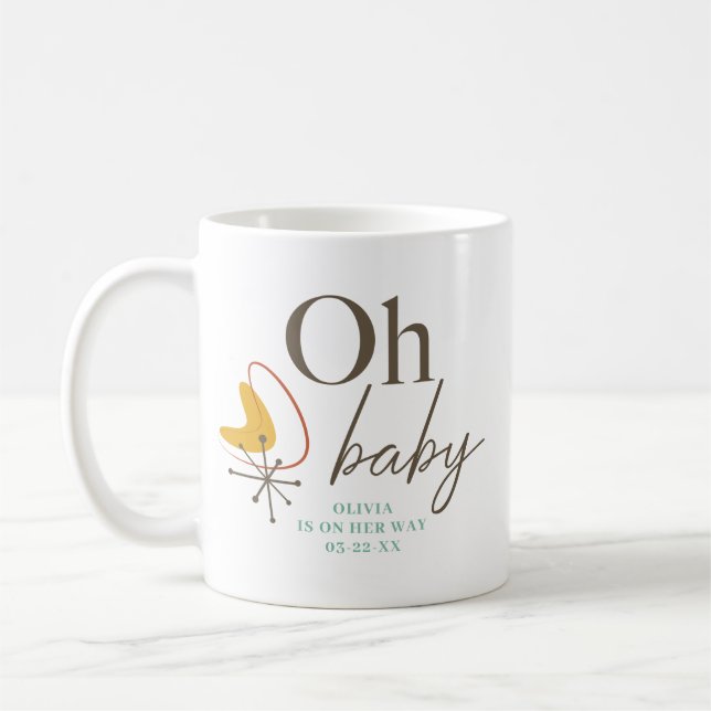 Oh Baby Mid Century Baby Shower Favor Kaffemugg (Vänster)