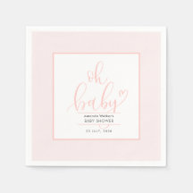 Oh Baby Minimal Elegant Rosa Skrift Baby Shower
