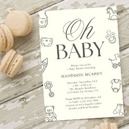 Oh Baby Minimal Könsneutral Bebis Shower Inbjudningar