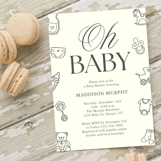 Oh Baby Minimal Könsneutral Bebis Shower Inbjudningar (Skapare uppladdad)