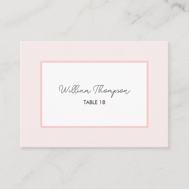 Oh Baby Minimal Pink Script Baby Shower Place Card Placeringskort (Framsida)