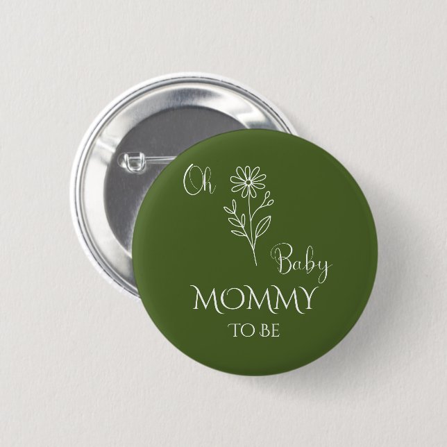 Oh Baby Minimalist Vildblomma Blivande Mamma Knapp (Framsida & baksida)