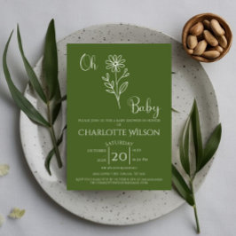 Oh Baby Minimalist Wildflower Baby Shower Inbjudningar