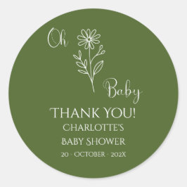 Oh Baby Minimalist Wildflower Baby Shower Runt Klistermärke