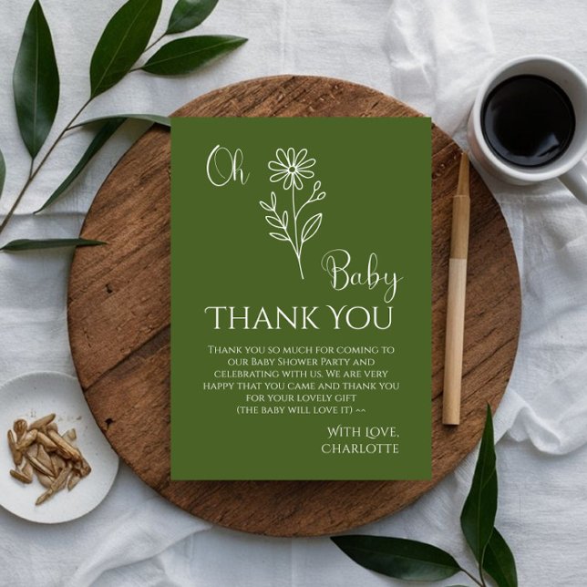 Oh Baby Minimalist Wildflower Baby Shower Tack Kort (Skapare uppladdad)
