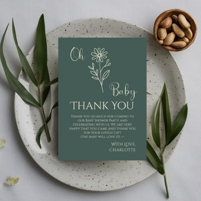 Oh Baby Minimalist Wildflower Baby Shower Tack Kort (Skapare uppladdad)