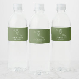 Oh Baby Minimalist Wildflower Baby Shower Vattenflaska Etikett