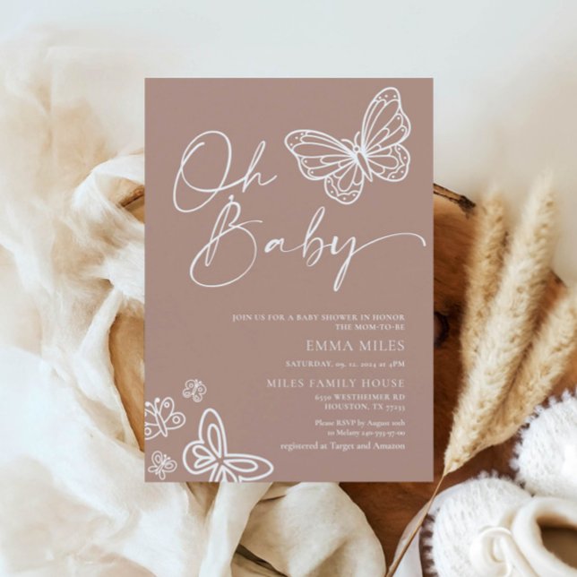 Oh Baby minimalistisk babyutlösare-inbjudan Inbjudningar (Skapare uppladdad)