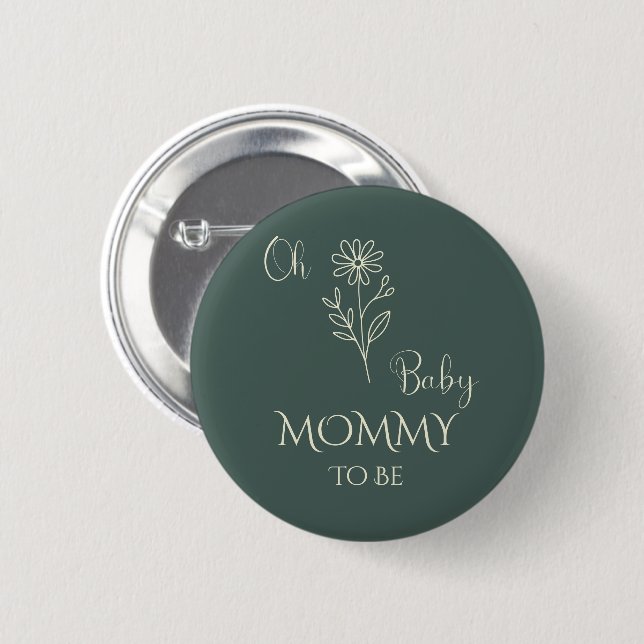 Oh Baby Minimalistisk Vildblomma Blivande Mamma Knapp (Framsida & baksida)