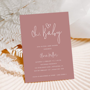 Oh Baby minimalistiskt dammigare Ro Baby Shower Inbjudningar