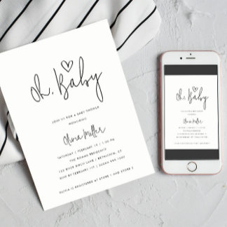 Oh Baby minimalistiskt könsmässigt neutralt babysk Inbjudningar