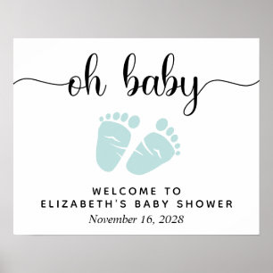 Oh Baby Mint Feet Baby Shower Välkomstskylt Poster