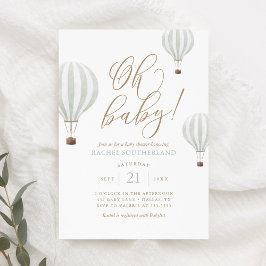 Oh Baby Mint Grönt Luftballong Baby Shower Inbjudningar
