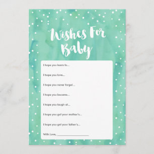 Oh Baby Mint Watercolor Baby Shower Önskemål Card Inbjudningar