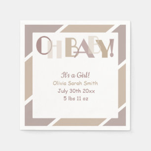 Oh Baby Mocha Typography Modern Baby Shower Pappersservett