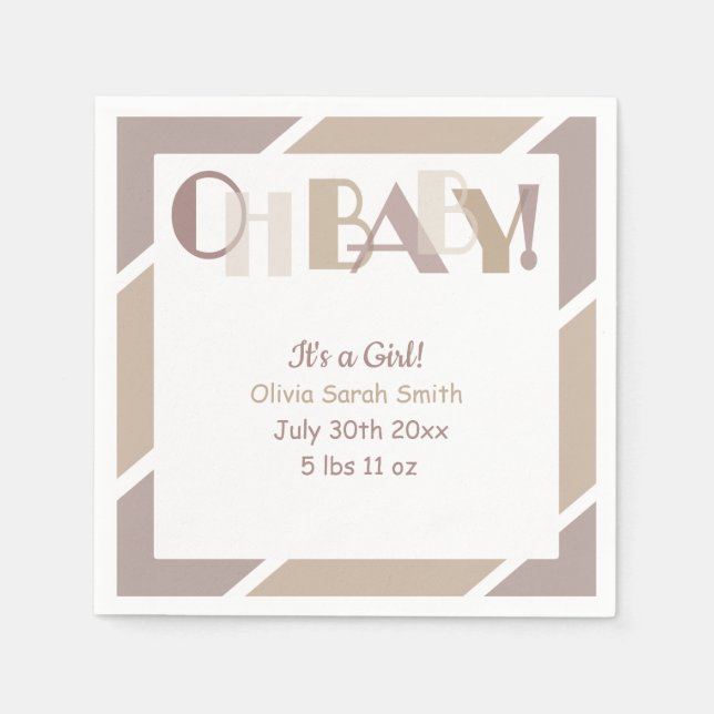 Oh Baby Mocha Typography Modern Baby Shower Pappersservett (Framsidan)