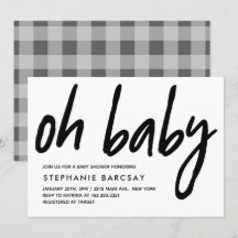 Oh Baby Modern Baby Shower Grått Gingham