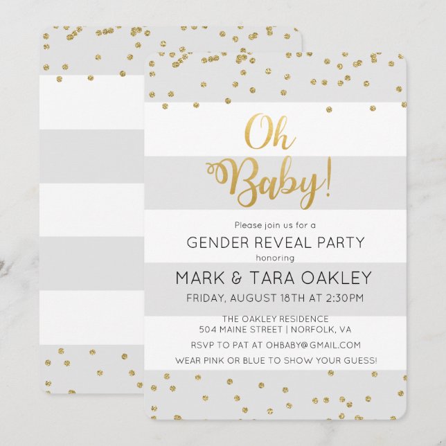 Oh Baby Modern Baby Shower-inbjudan Inbjudningar (Fram/baksida)
