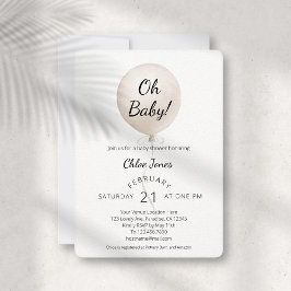 Oh Baby Modern Beige Balloon Baby Shower Inbjudningar