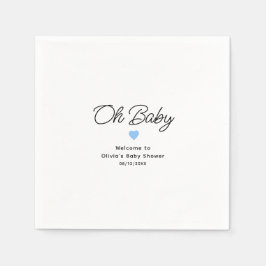 Oh Baby Modern Blue Baby Shower Anpassningsbar Pappersservett