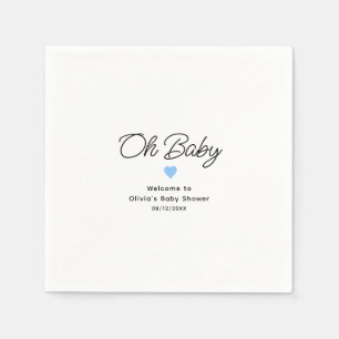Oh Baby Modern Blue Baby Shower Anpassningsbar Pappersservett