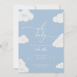 Oh Baby Modern Blue Cloud Baby Shower-inbjudan Inbjudningar