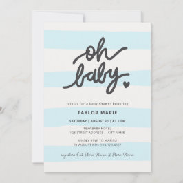 Oh Baby Modern Blue Rand Boy Shower Inbjudningar