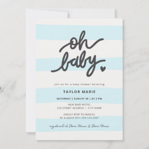 Oh Baby Modern Blue Rand Boy Shower Inbjudningar