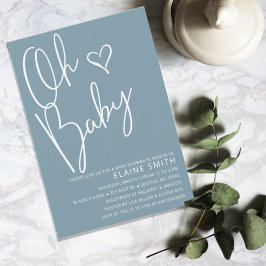 Oh Baby Modern Cute Blue Boy Shower Inbjudningar