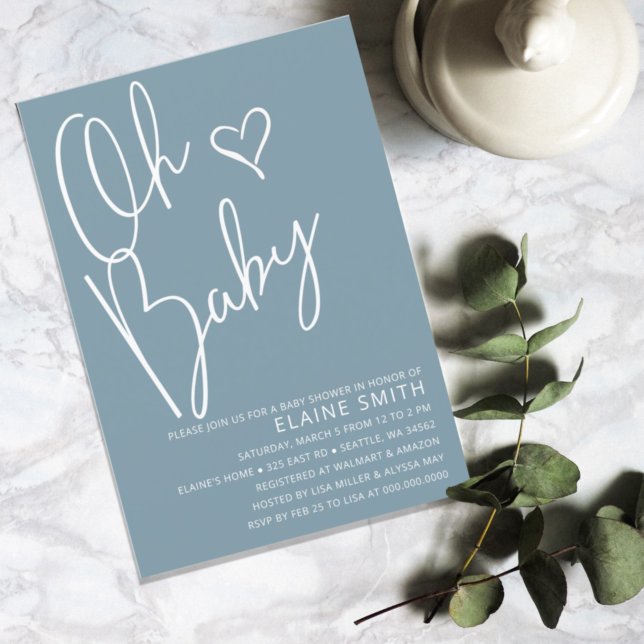 Oh Baby Modern Cute Blue Boy Shower Inbjudningar (Skapare uppladdad)