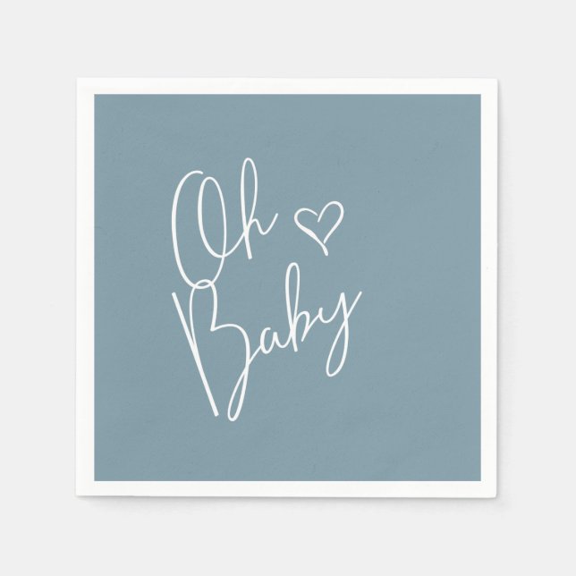 Oh Baby Modern Cute Blue Boy Shower Pappersservett (Framsidan)