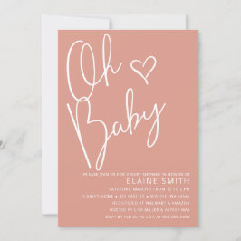 Oh Baby Modern Cute Rosa Girl Baby Shower Inbjudningar