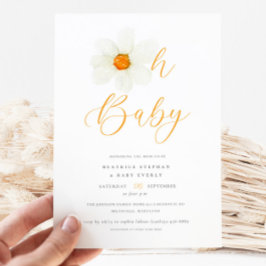 Oh Baby Modern Daisy Gender Neutral Baby Shower Inbjudningar