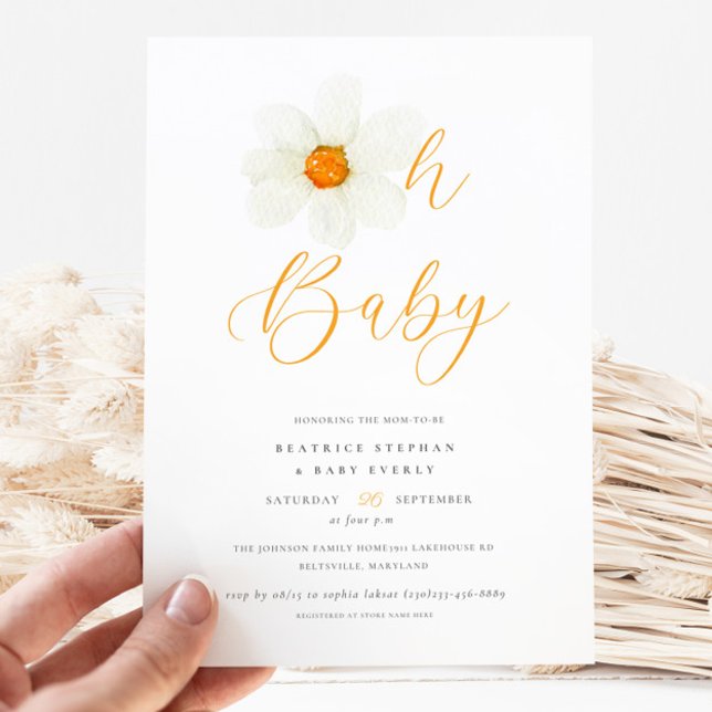 Oh Baby Modern Daisy Gender Neutral Baby Shower Inbjudningar (Skapare uppladdad)