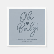 Oh Baby Modern Dusty Blue Boy Baby Shower Anpassni