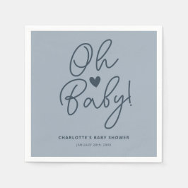 Oh Baby Modern Dusty Blue Boy Baby Shower Anpassni Pappersservett
