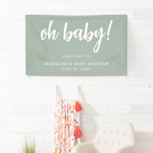 Oh Baby Modern Elegant Sage Grönt Baby Shower