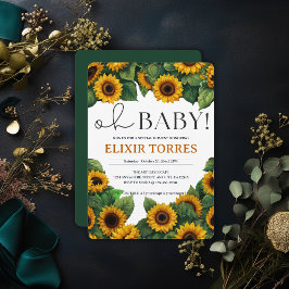 "Oh Baby" Modern Elegant Solrosbabyskal Inbjudningar