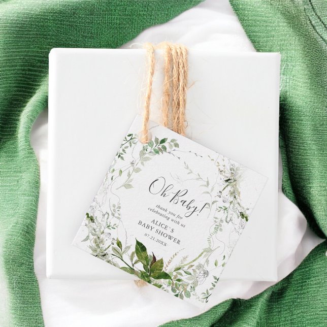 Oh Baby Modern Greenery Baby Shower Gåvor Etiketter (Skapare uppladdad)
