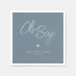 Oh Baby Modern Minimal Dusty Blue Boy Shower Pappersservett