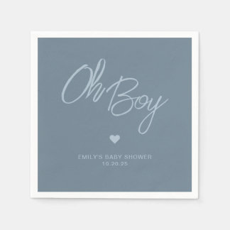 Oh Baby Modern Minimal Dusty Blue Boy Shower Pappersservett