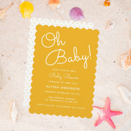 Oh Baby Modern Minimal Gult, sommarbabyskor Inbjudningar