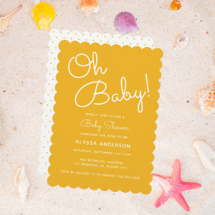 Oh Baby Modern Minimal Gult, sommarbabyskor Inbjudningar