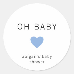 Oh Baby Modern minimalist Blue Boy Shower Runt Klistermärke